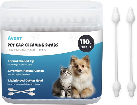 Avont Dog Ear Cleaning Cotton Swabs, Pet Qtips, Ear Care Double Sided Large Q-Tips for Dogs Cats -S