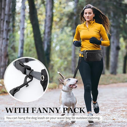 3pcs Hands Dog Leash with Pouch, Waist Leash for Dog Walking, Waist Belt Fanny Pack with Soft Padds, for Walking, Hiking, Biking, Running