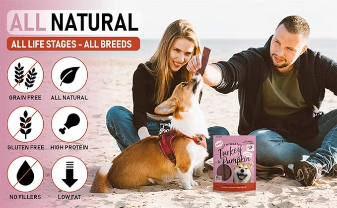 Premium Turkey & Pumpkin 5 oz. Dog Jerky Treats | 100% Human Grade | USA Made | High Protein | Grain Free | Limited Ingredients | No Filler | BHA-BHT Free | Soft-Tender