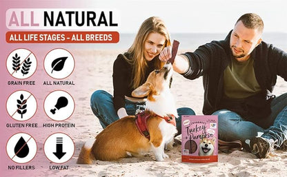 Premium Turkey & Pumpkin 5 oz. Dog Jerky Treats | 100% Human Grade | USA Made | High Protein | Grain Free | Limited Ingredients | No Filler | BHA-BHT Free | Soft-Tender