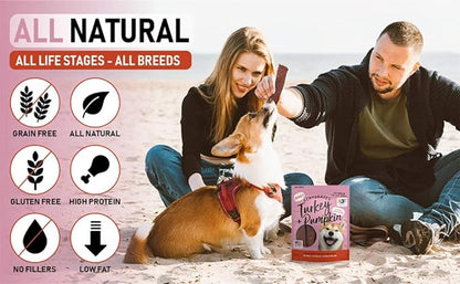 Premium Turkey & Pumpkin 5 oz. Dog Jerky Treats | 100% Human Grade | USA Made | High Protein | Grain Free | Limited Ingredients | No Filler | BHA-BHT Free | Soft-Tender