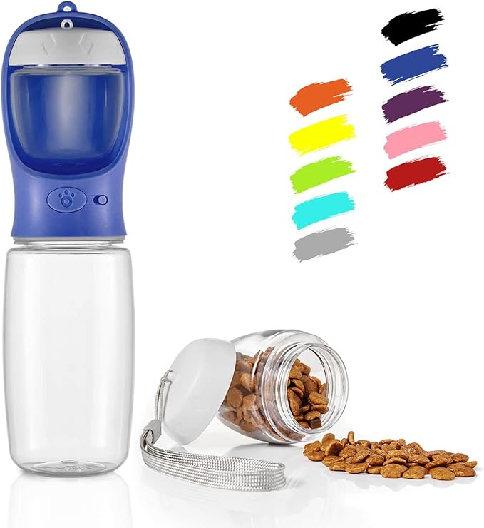 WePet Portable Dog Water Bottle with Food Container, 19 OZ + 6 OZ, Leak Proof Puppy Water Dispenser with Drinking Feeder for Pets Outdoor Walking, Hiking, Travel, Food Grade Plastic