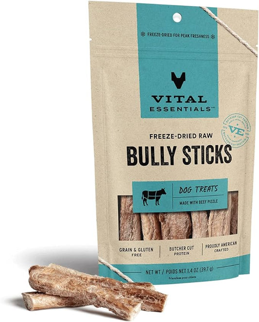 Vital Essentials Freeze Dried Raw Single Ingredient Dog Treats, Bully Sticks, 1.4 oz