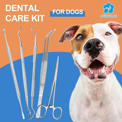 Dog Teeth Scaler, Double Headed Spatula, Stainless Steel, Tartar Remover Pet Teeth Cleaning Tool for Dogs and Cats (7pcs)