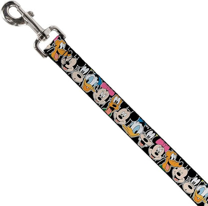 Dog Leash Classic Disney Character Faces Black 4 Feet Long 1.0 Inch Wide
