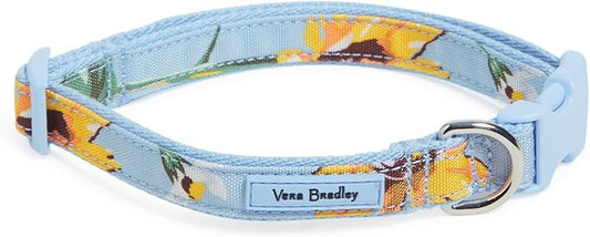 Vera Bradley Women's Recycled Lighten Up Water-repellent Adjustable Pet Collar, Sunflower Sky, Medium