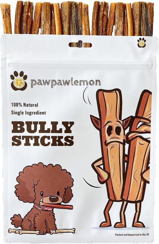 Bully Sticks for Dogs (6 inch Pack of 20) | Long Lasting Natural Dog Chew | Single Ingredient 100% Beef Pizzle | Packed in The USA | Standard Thickness