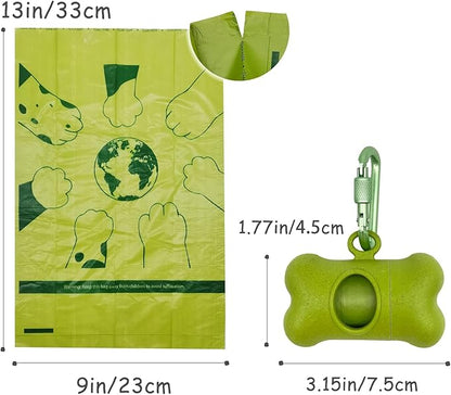 Bag Dispenser Dog Poop Bags Holder Dog Waste Bags Dispenser with Leak-Proof Green Poop Bags for Leash On The Go for Walking Dogs Outdoor(1 Holder 15 Bags，Grass Green)