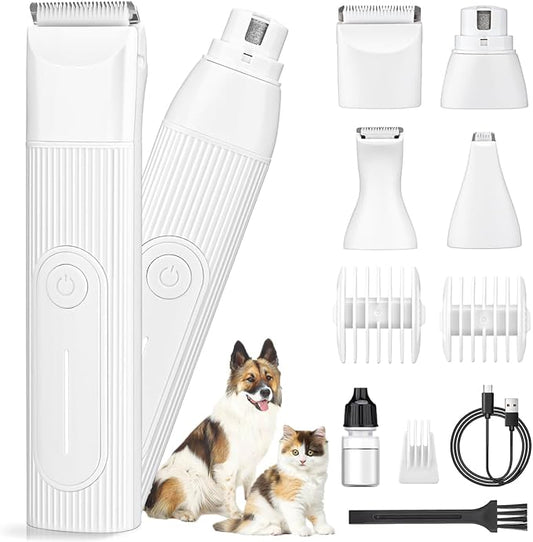 Dog Clippers for Grooming, Dog Paw Trimmer, Dog Nail Grinder, Low Noise Cordless Pet Hair Trimmers for Small and Large Dogs Cats and Other Pets