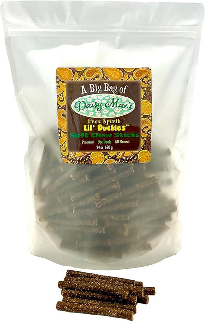 Daisy Mae's Free Spirit Lil' Duckies Soft Chew Sticks, Duck Flavor, Made in The USA Dog Treats 24 oz Bulk