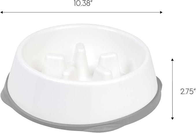 IRIS USA 4 Cups Slow Feeder Dog Bowl, Anti-Choking, Anti-Slip, Easy to Clean, Interactive Puzzle Toy, Healthy Digestion, Long snouted, Dogs Cats & Other Pets, BPA, PVC, Phthalate Free, White/Gray