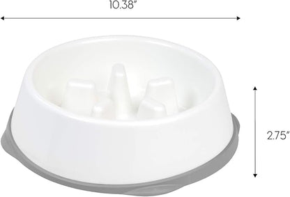 IRIS USA 4 Cups Slow Feeder Dog Bowl, Anti-Choking, Anti-Slip, Easy to Clean, Interactive Puzzle Toy, Healthy Digestion, Long snouted, Dogs Cats & Other Pets, BPA, PVC, Phthalate Free, White/Gray