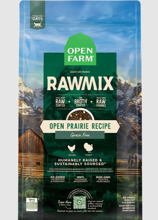 Open Farm RawMix Prairie Recipe for Cats, includes Kibble, Bone Broth, and Freeze Dried Raw, Inspired by The Wild, Humanely Raised Protein and Non-GMO Fruits and Veggies, 2.25 lb