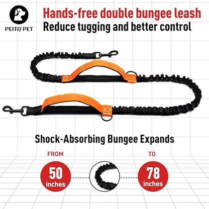 Hands Free Dog Leash Waist Leash for Dog Walking Bungee Leash Dog Running Belt for Small & Medium Dogs, 10-50 lbs Fanny Pack for Walker Hiking Jogging…