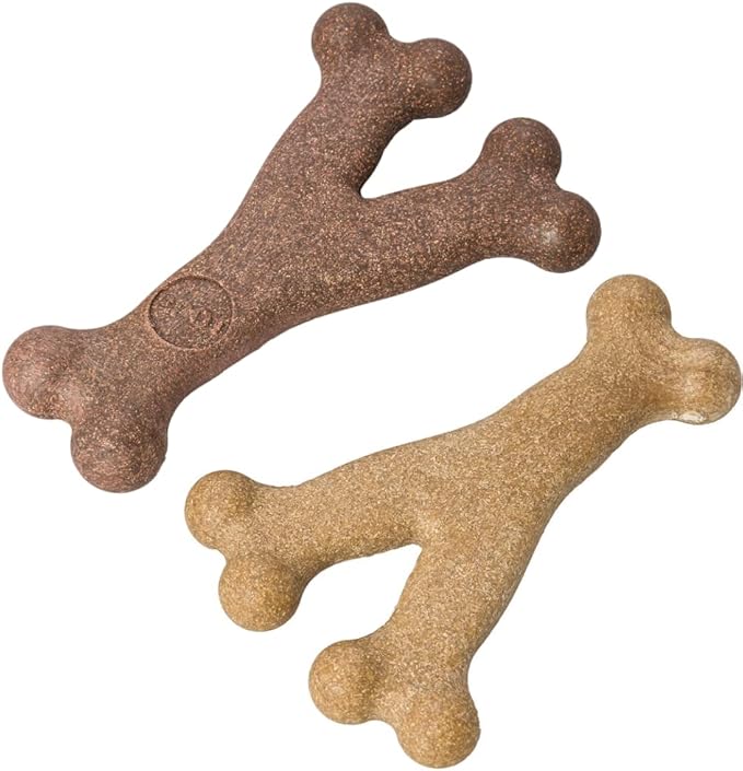SPOT by Ethical Products - Bambone Wishbone Bacon & Chicken 2 Pack Bundle – Durable Dog Chew Toy No Hide for Aggressive Chewers – Great Dog Chew Toy for Puppies and Dogs