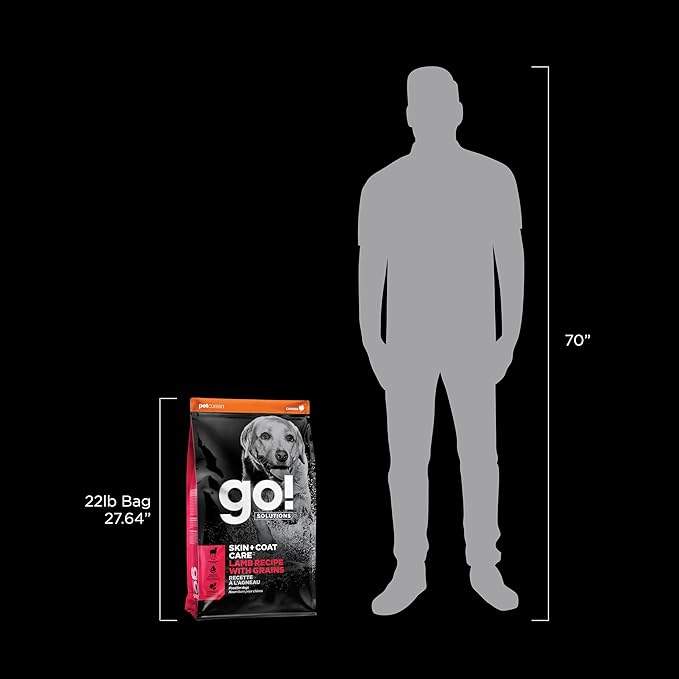 GO! SOLUTIONS Skin + Coat Care - Dry Dog Food, 22 lb - Lamb Recipe with Grains for All Life Stages - Complete + Balanced Nutrition for Dogs