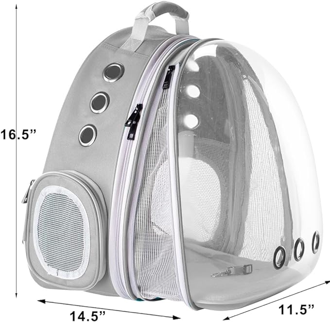 Front Expandable Cat Backpack, Fit up to 20 lbs, Space Capsule Bubble Window Pet Carrier Backpack for Large Fat Cat and Small Puppy