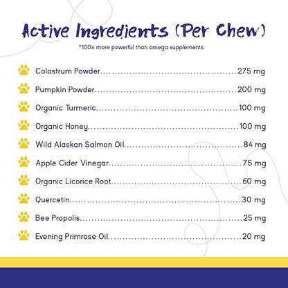 PupGrade Itch & Allergy Chew Supplement for Dogs Improved Immune Support & Seasonal Allergies with Alaskan Salmon Fish Oil - Helps with Anti-Itch - 60 Soft Chews