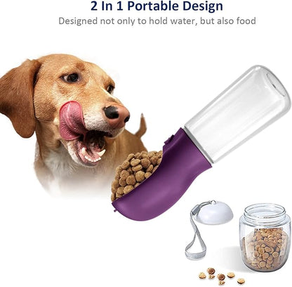 WePet Portable Dog Water Bottle with Food Container, 19 OZ + 6 OZ, Leak Proof Puppy Water Dispenser with Drinking Feeder for Pets Outdoor Walking, Hiking, Travel, Food Grade Plastic
