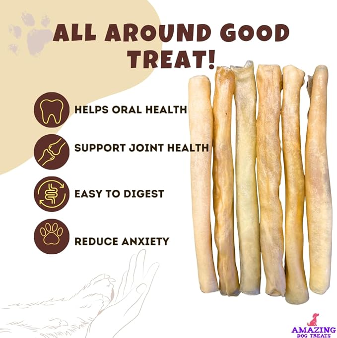 Amazing Dog Treats - Large Collagen Stick - (12 Inch - 50 Count) - Collagen Beef Cheek Rolls for Dogs - 100% Pure Collagen Sticks for Dogs - No Hide Bones for Dogs