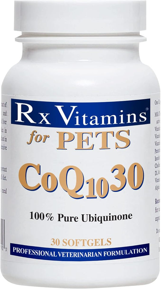 Rx Vitamins for Pets COQ10-30 for Dogs & Cats - Pharmaceutical Grade Ubiquinone - Professional Veterinary Formula - 30 Softgels