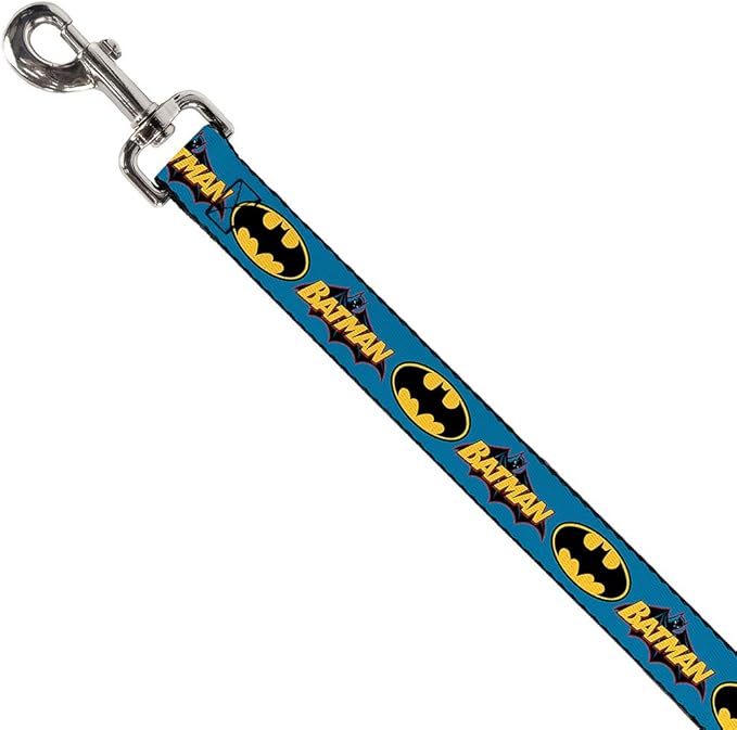 Buckle-Down Dog Leash Vintage Batman Logo Bat Signal Blue 6 Feet Long 1.5 Inch Wide, Multicolor (DL-6FT-WBM013-W)