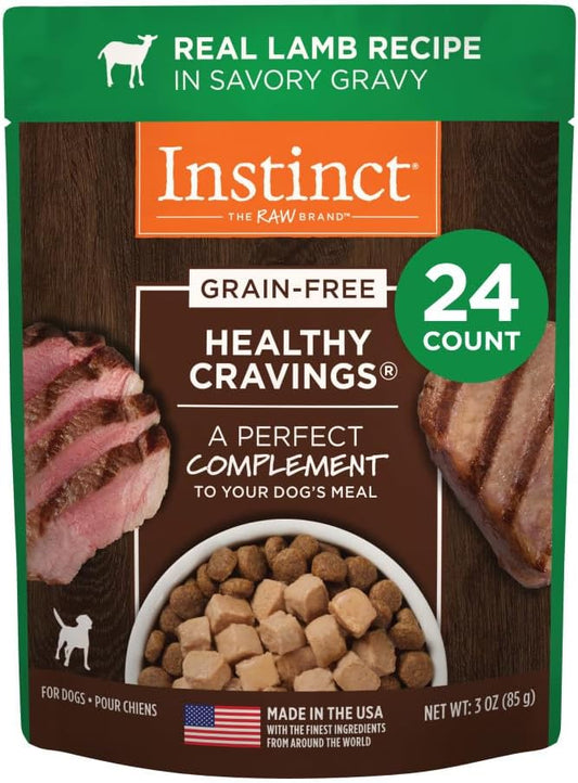 Instinct Healthy Cravings Grain Free Real Lamb Recipe Natural Wet Dog Food Topper, 3 oz. Pouches (Case of 24)