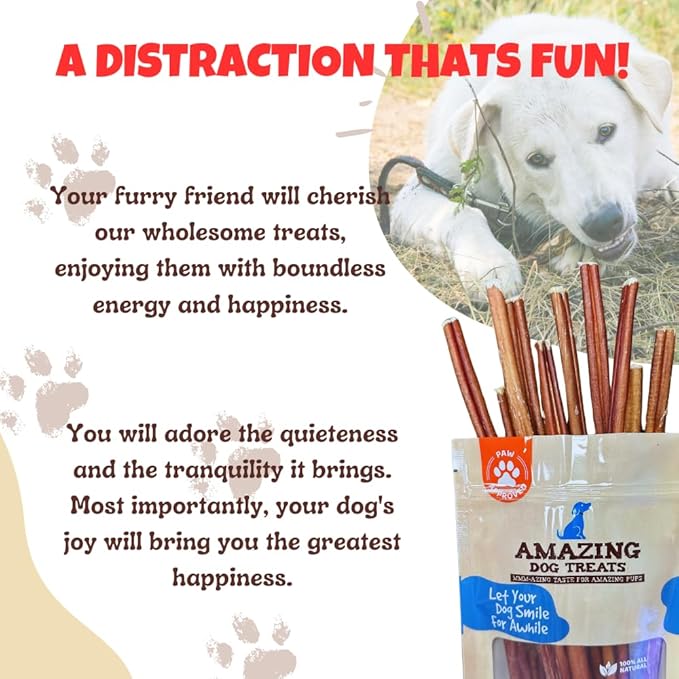 Amazing Dog Treats - Bully Sticks for Small Dogs (6 Inch Junior - 12 Count) - Premium Thin Bully Sticks for Dogs - Best Bully Stick Dog Chews - Bully Bones for Puppies and Small Breeds