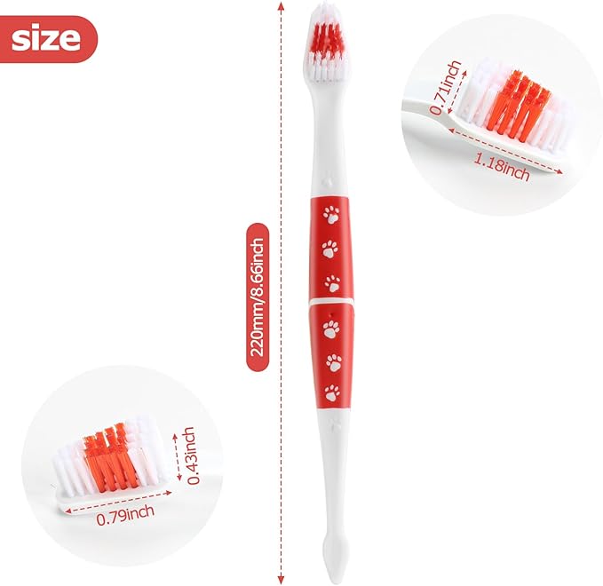 Dog Toothbrush, Double Headed Pet Toothbrush with Soft Bristles, Easy Teeth Cleaning, Dog Dental Care for Puppies, Cats and Small Pets