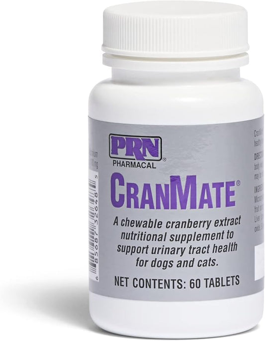 PRN Pharmacal CranMate Cranberry Supplement - Chewable Cranberry Extract Nutritional Supplements for Dogs & Cats - Cranberry Urinary Tract Health - 60 Chew Tabs