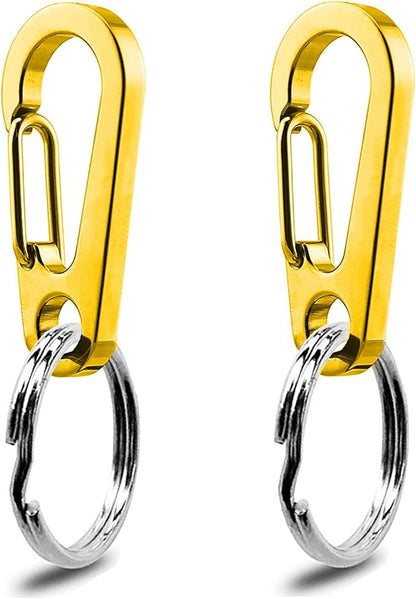 IVIA Dog Tag Clips / 2 Pack/Multiple Size 304 Stainless Steel Quick Clip with Rings/Easy Change Dog Cat ID Tag Holder for Small pet Collars and Harnesses.(2 Medium Gold)