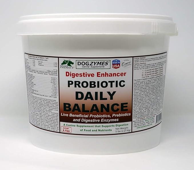 Dogzymes Probiotic Daily Balance - Supplies Nutritional Support and Live microorganisms for intestinal Well-Being as Well as enzymes for Proper Digestion. Liver and Egg Base. (5 Pound)