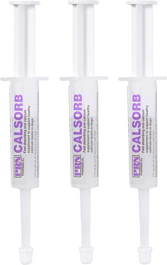 PRN Pharmacal Calsorb - Calcium Nutritional Supplement to Help Maintain Healthy Calcium Levels in Dogs - Gel-Based Dog Nutritional Supplement in an Easy-to-Use Syringe - 12 mL Syringe (3 Packs)