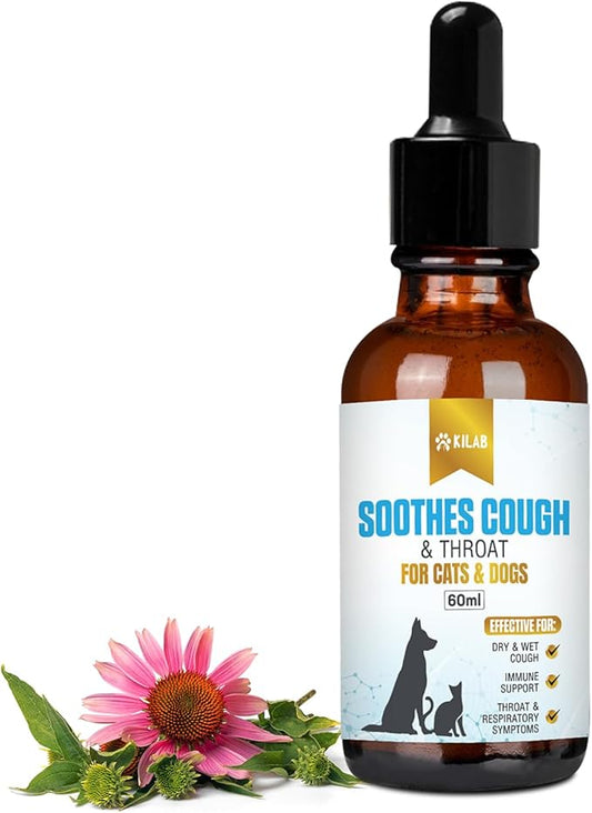 Respiratory Relief: Natural Cat and Dog Cough Medicine - Soothes Sneezing, Treats Kennel Cough, Supports Trachea Collapse and Pet Asthma (60 ML)