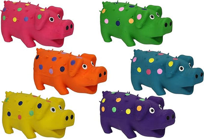 Multipet's 9-Inch Latex Polka Dot Globlet Pig Dog Toy, Assorted Colors