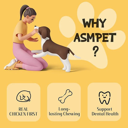 ASMPET Dog Treats Small Dogs, Dog Chews Long Lasting Chicken Wrapped Rawhide Bones Healthy Dog Chew Sticks Natural Dog Treats for Medium Dogs Large Breed Grain Free Snacks, 20Pcs