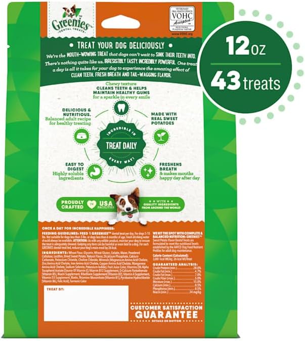 Greenies Teenie Natural Sweet Potato Flavor Dental Dog Treats, 12 oz., Count of 43
