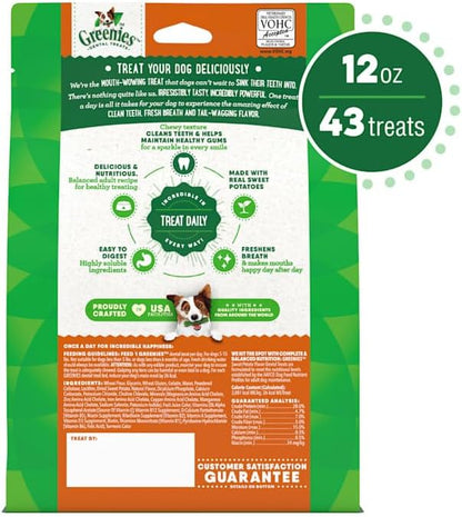 Greenies Teenie Natural Sweet Potato Flavor Dental Dog Treats, 12 oz., Count of 43