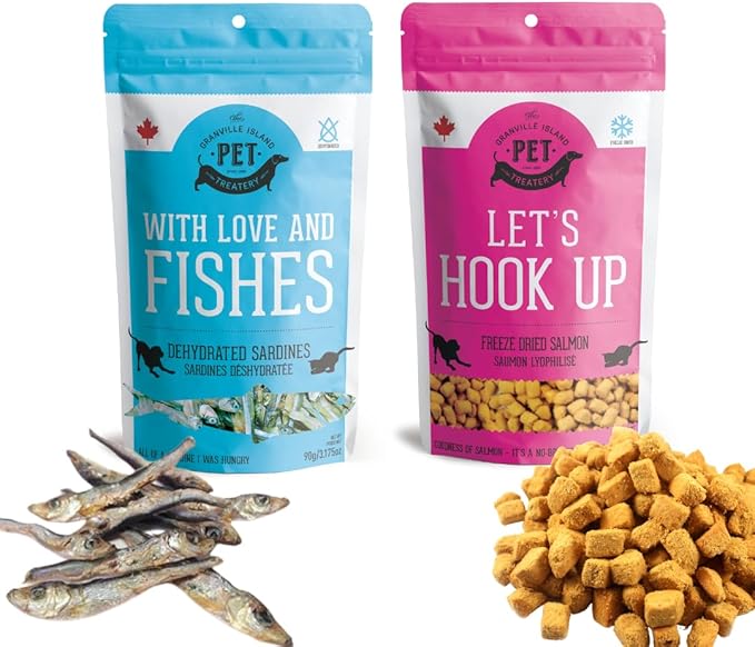 Wild Salmon & Sardines Variety Pack (4.94 oz, Pack of 2) - Dehydrated Single Ingredient Dog Treats - Natural Dog Treats, Grain Free