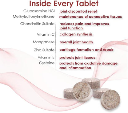 Double Strength Chewable Tablets for Dogs, Glucosamine, Chondroitin, Vitamins & Antioxidants, Hip & Joint Pain Relief & Support Supplement - Veterinarian Formulated, Made in USA, 120 Tablets
