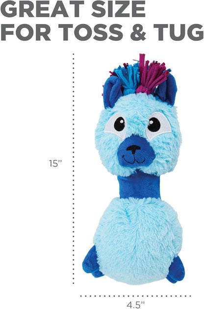 Outward Hound Braidy Budz Blue Llama Dog Toy - Cozy Plush Outside with Twisted Braided Jersey Inside, Small