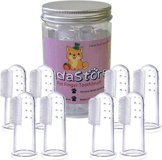 8 Units Pack Pet Finger Toothbrush for Dogs & Cats, Extra Soft Silicone Bristles Professional Dog Toothbrush & Cat Toothbrush, Easy Teeth Cleaning for Dog Dental Hygiene