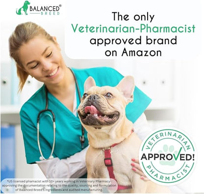 Balanced Breed Dog Probiotics Digestive Health Odor Control Made In USA Non-GMO Vet-Pharmacist Approved Dog Probiotic Chews Anti-diarrhea Dog Gut Health Pet Probiotics Dogs Itchy Skin Yeast Supplement