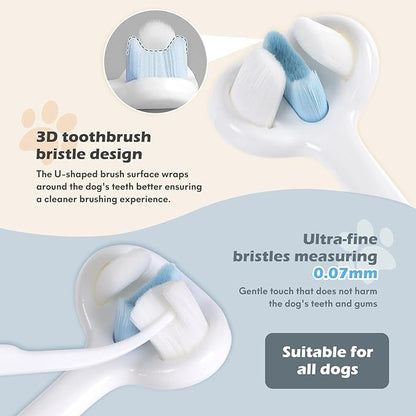 Ultra Soft Nano Bristles Dog Toothbrush,Pet Dental Care Kit,3 Sided Design for Easy Teeth Cleaning,Suitable for All Dogs,for Your Pet's Sensitive Teeth and Gums