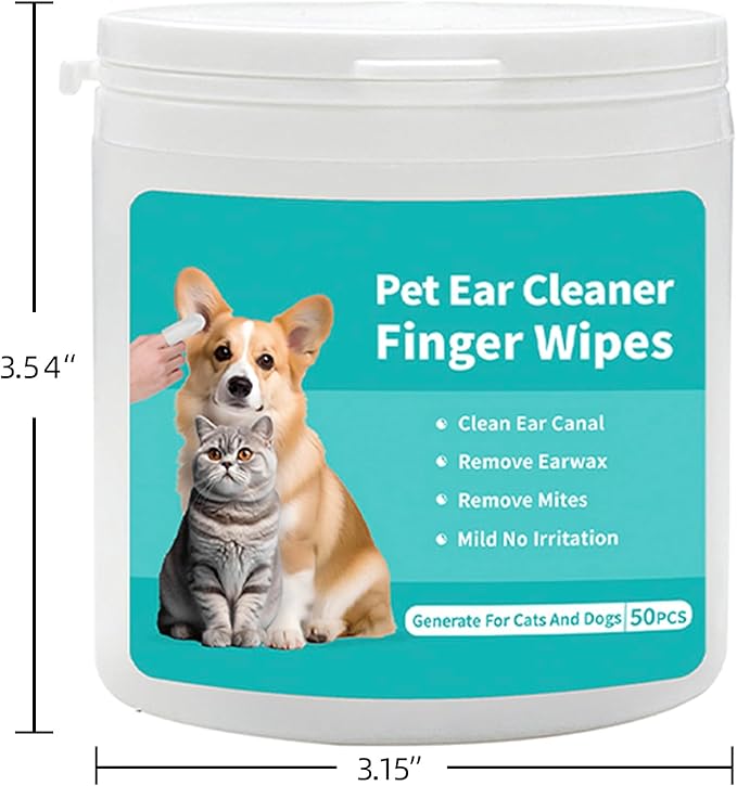 Dog Ear Wipes Finger Shape Dog Ear Cleaner, Dog Enjoyable Ear Cleaner Tool for Dogs Cats Puppy Rabbits Small Animals, White