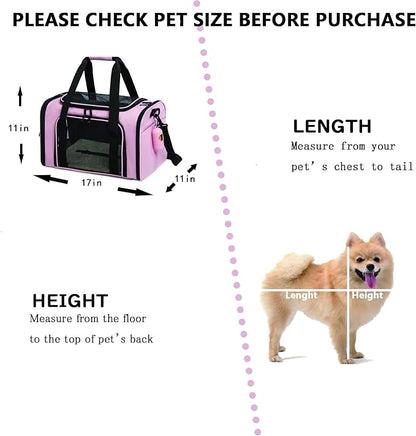 Cat Carrier Dog Carrier Pet Carrier Cat Bags for Small Medium Cats Dogs Puppies of 15 Lbs,of Airline Approved Small Dog Bag Soft Sided,Collapsible Travel Puppy Carrier (Medium, Pink)