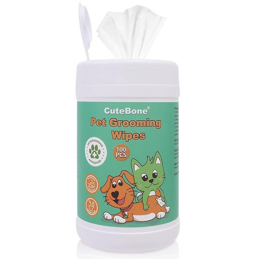 CuteBone Pet Grooming Wipes - Hypoallergenic&Deodorizing Flushable Anal Gland Wipes for Dogs, Relieve Inflammation&Itching, Cleans Paws & Butt, Puppy Wipes 100 Count