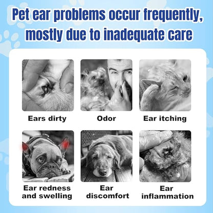 Dog Ear Wipes, 2 Packs 260 Counts Unscented to Stop Ear Itching & Soothes & Deodorizes, FUYOAL Ear Wipes Cleaner for Dogs Cats Pet Puppy Large Small Breed, Dog Ear Treatment Cleaning Wipes