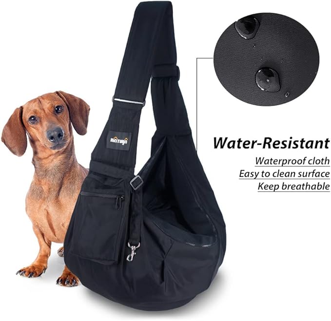 NATUYA Pet Dog Sling Carrier - Waterproof and Windproof Puppy Carrier Bag, Adjustable Strap Hand-Free Dog Sling for Outdoor Activity or Subway