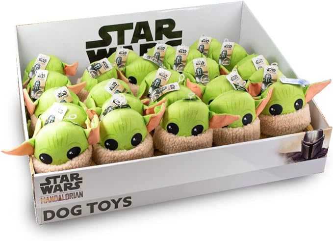Buckle-Down Dog Toy, Mandalorian, Plush Squeaker Star Wars The Child Sitting Pose, Baby yoda, 8" x 8" (DTPT-SWBIF) for All Breed Sizes